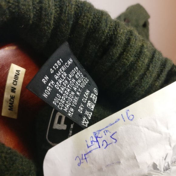 Army Green 100% Merino Wool Military Cargo Turtleneck Sweater, Forest Green, M - Picture 6 of 6